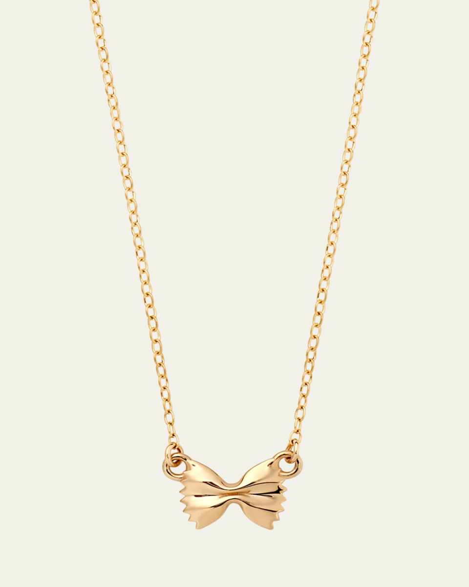 14K Yellow Gold Mini Bowtie Necklace, 16-18"L